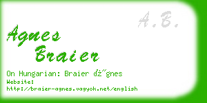 agnes braier business card